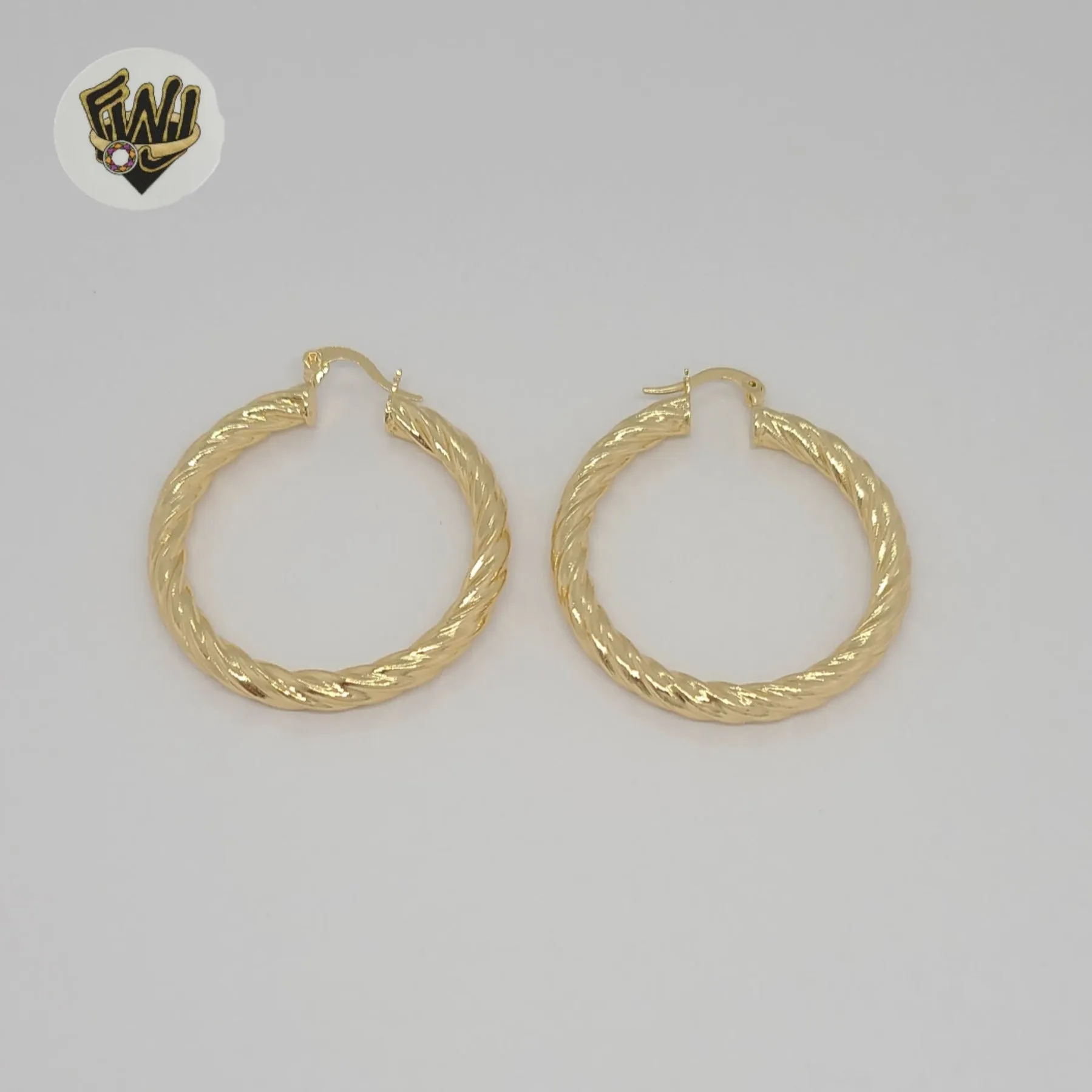 (1-2707-3) Gold Laminate - Twisted Hoops - BGO