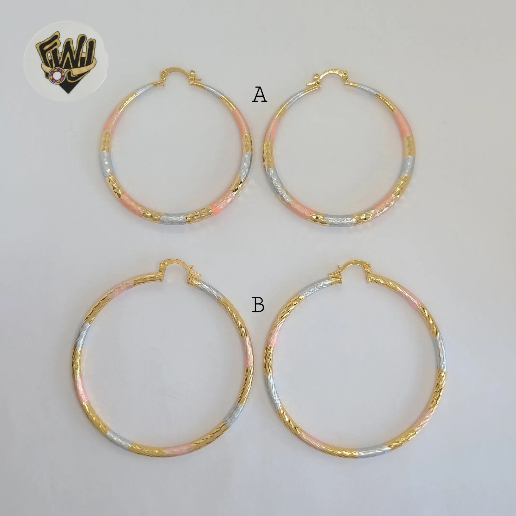 (1-2773-1) Gold Laminate - Three Tone Hoops - BGO