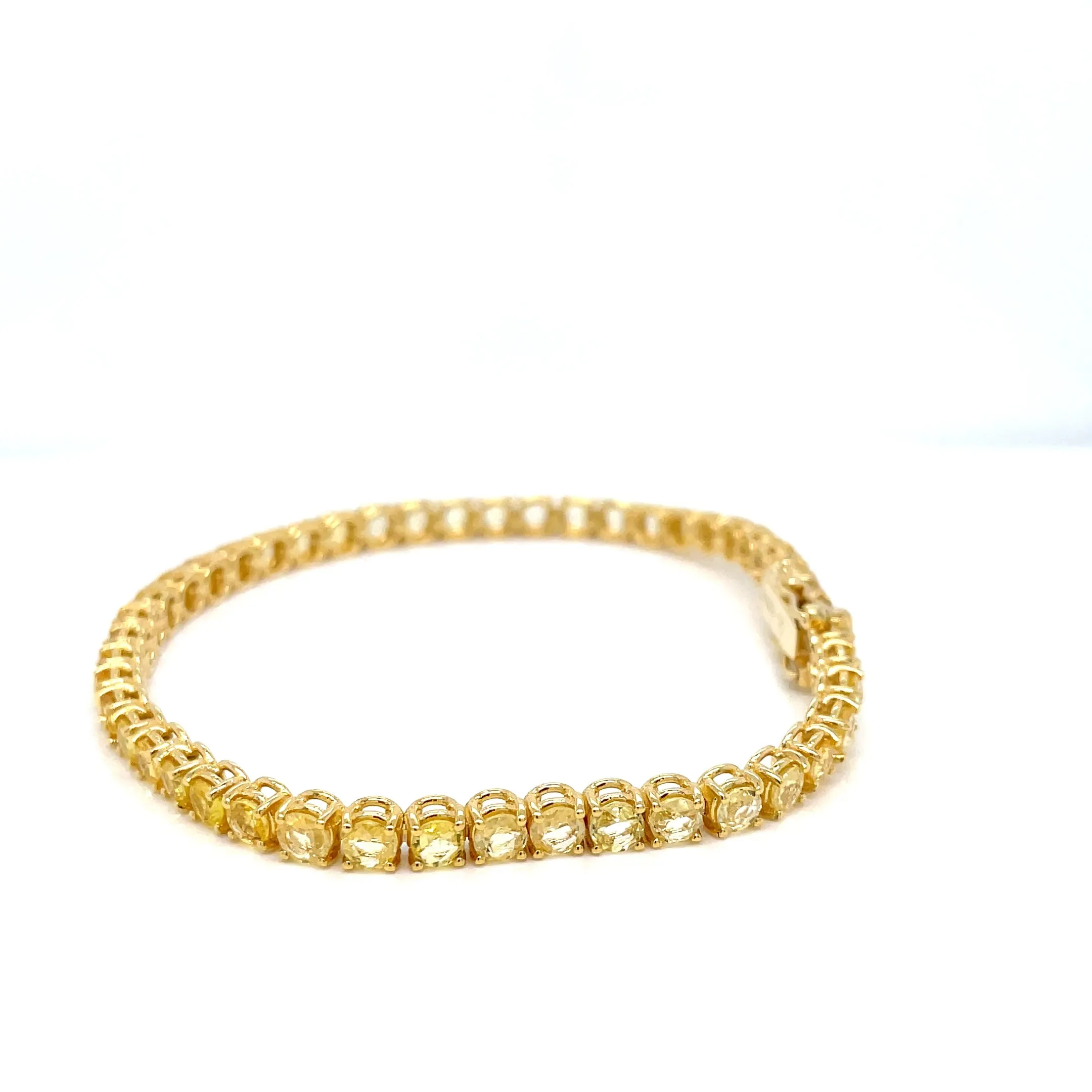 10 Carat Natural Yellow Sapphire Gold Tennis Bracelet