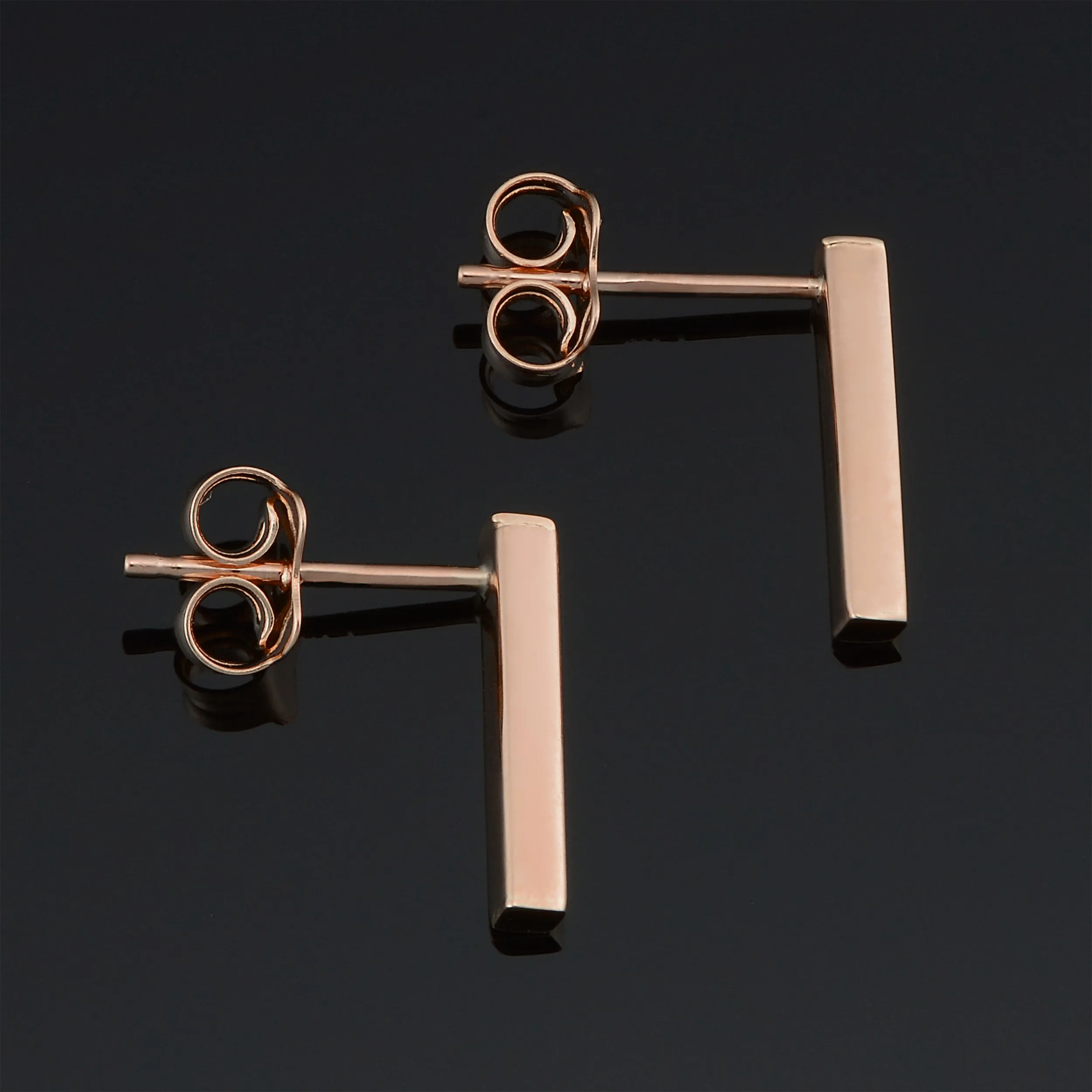 10k Rose Gold Bar Earrings