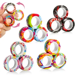 12 Pcs Colorful Finger Magnetic Rings, Fidget Magnet Rings, Decompression Fing