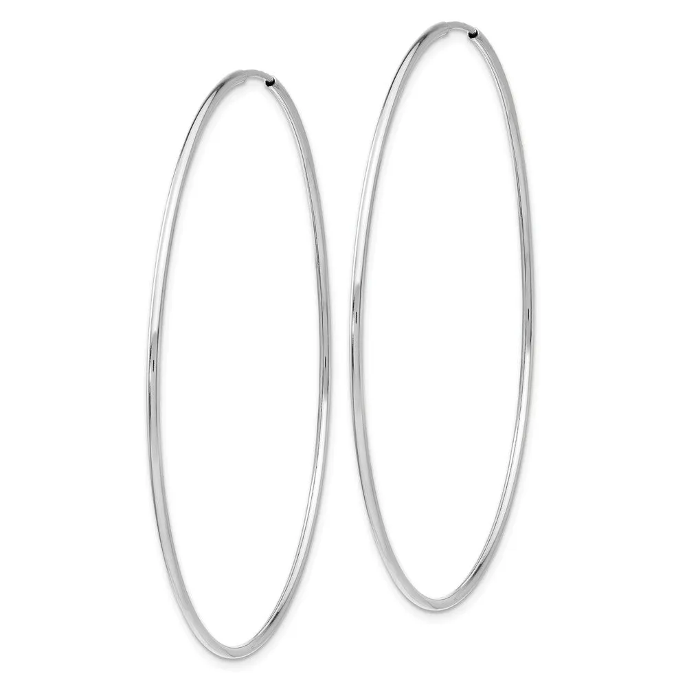 1.2mm x 60mm 14k White Gold Polished Endless Tube Hoop Earrings