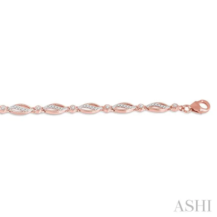 1/3 Ctw Round Cut Diamond Marquise Fashion Bracelet in 10K Rose Gold