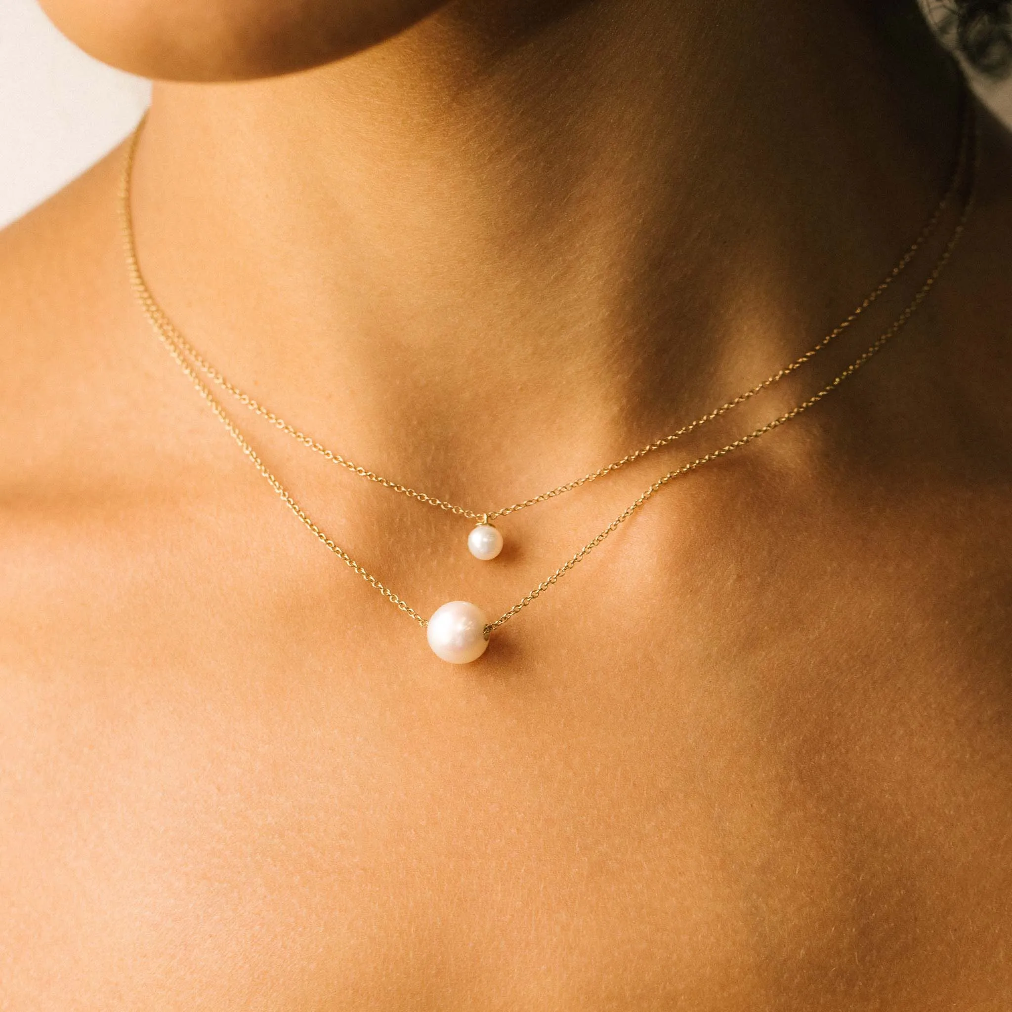 14k Gold Large Pearl Necklace