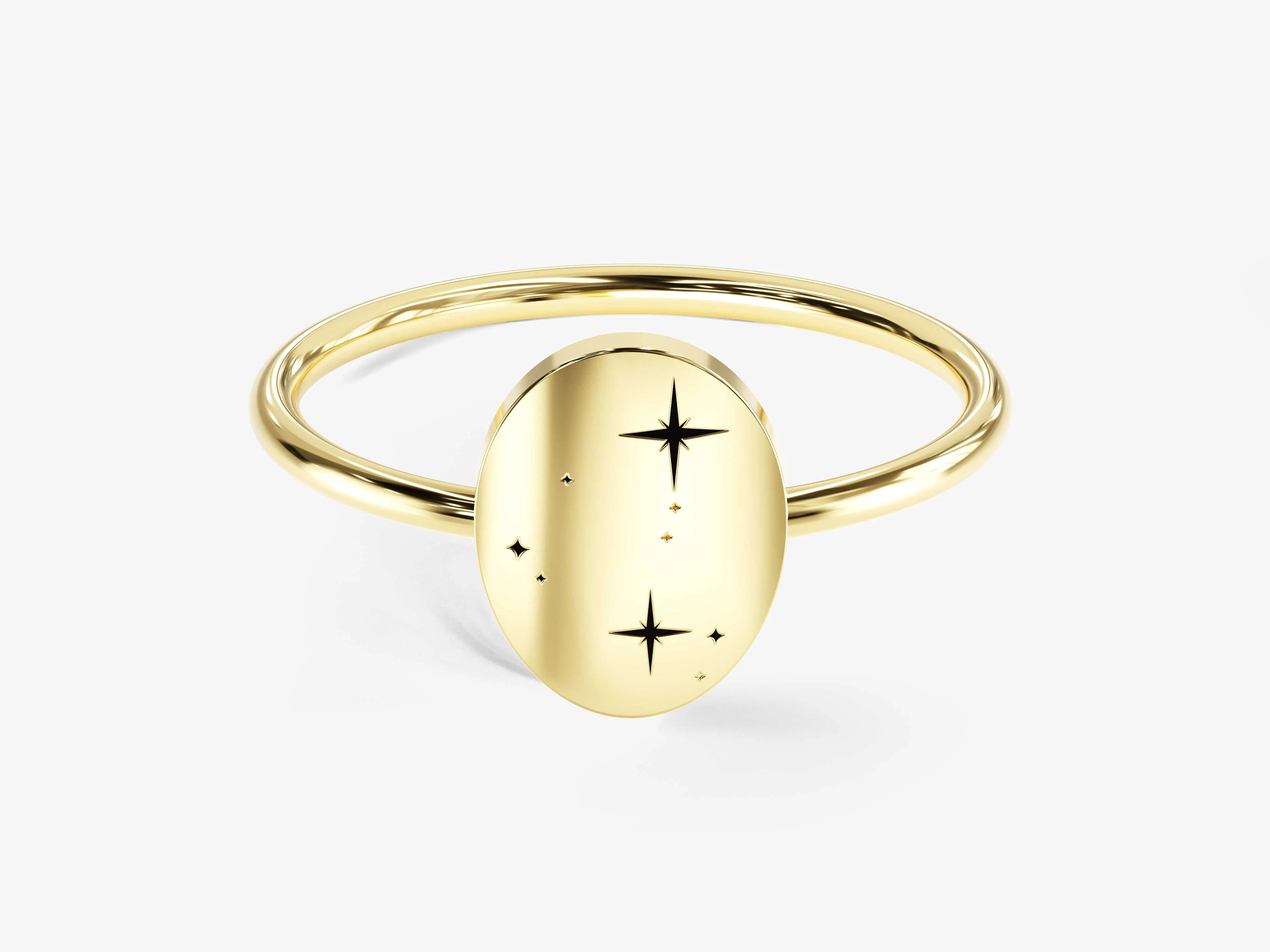 14k Solid Gold Zodiac Signet Ring