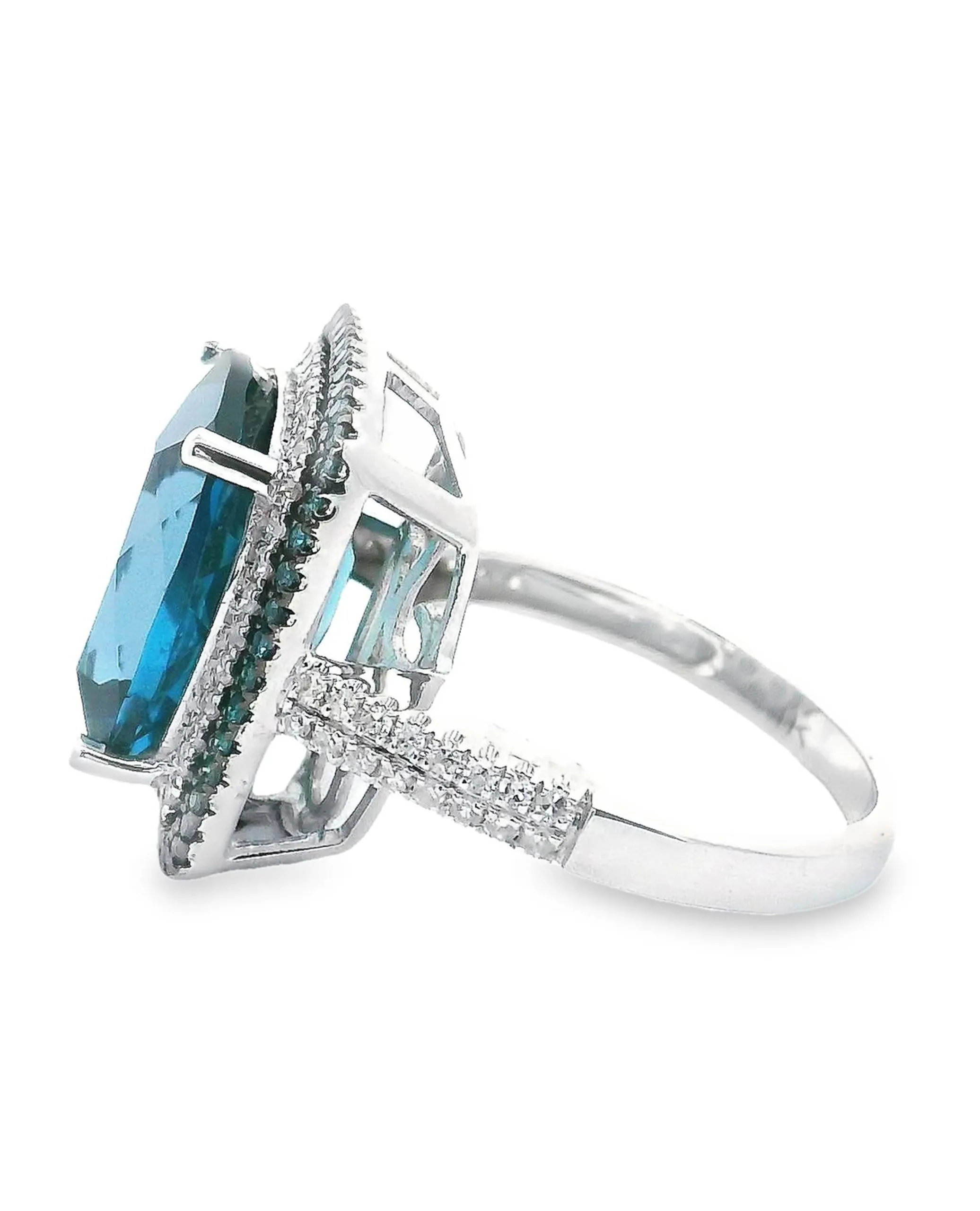 14K White Gold Blue Topaz Ring