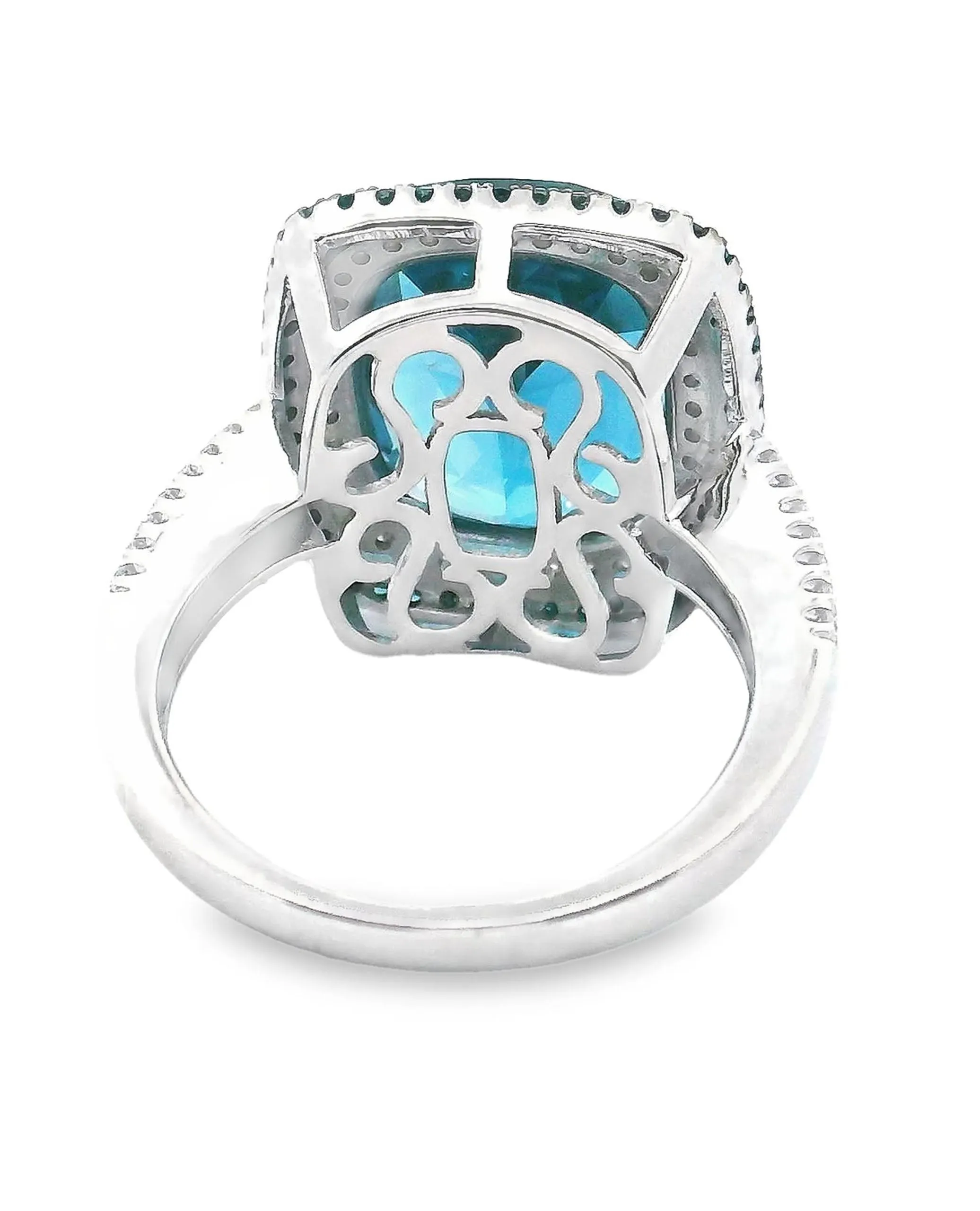 14K White Gold Blue Topaz Ring