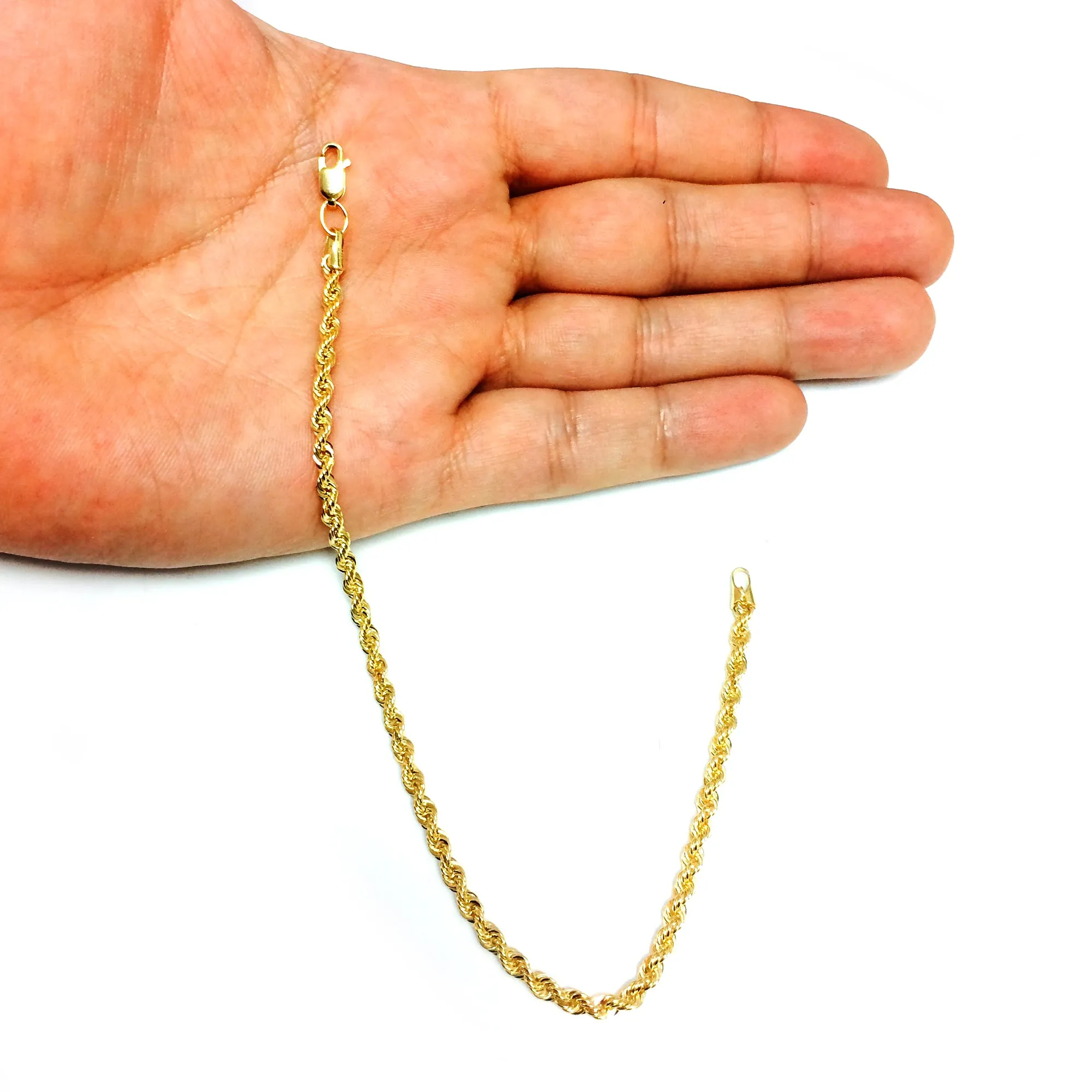 14K Yellow Gold Filled Solid Rope Chain Bracelet, 3.2mm, 8.5"