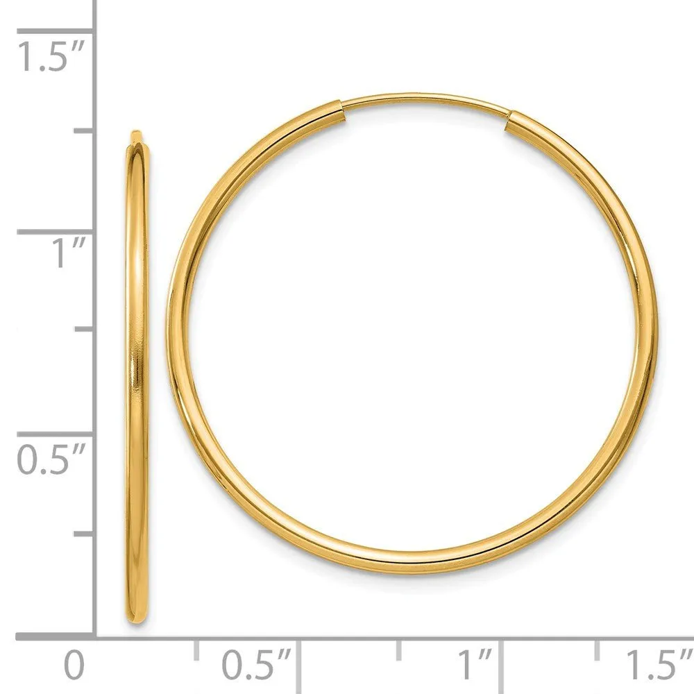 1.5mm x 30mm 14k Yellow Gold Polished Round Endless Hoop Earrings