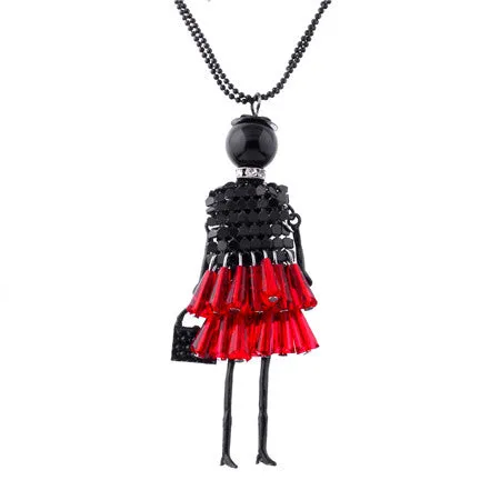 17KM Fashion doll Pendant Necklace Lovely Dress Doll Necklaces & Pendants Maxi collares Women collier Long Necklace colar