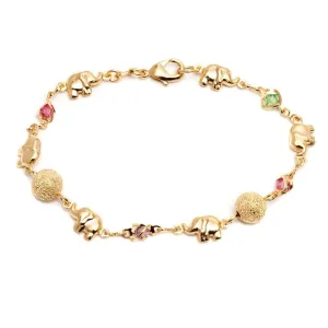 18K Gold Plated Crystal Elephant Charm Bracelet