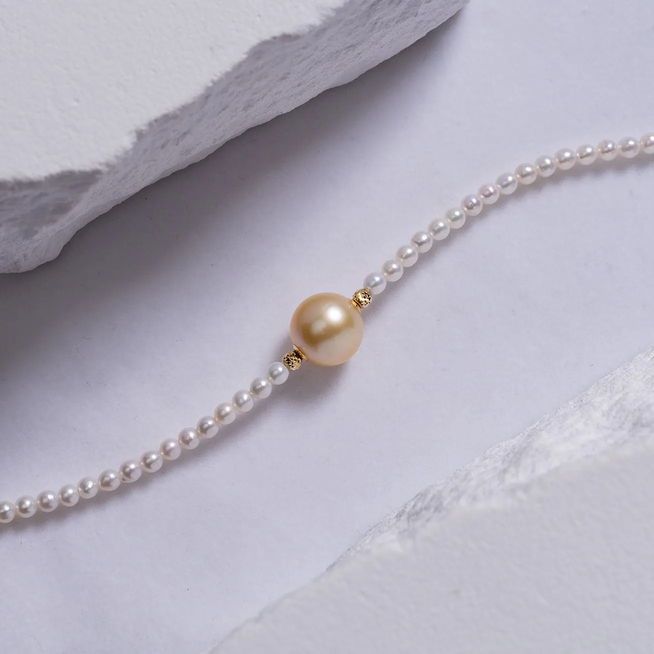 18k Gold South Sea Golden Pearl Necklace KN00125