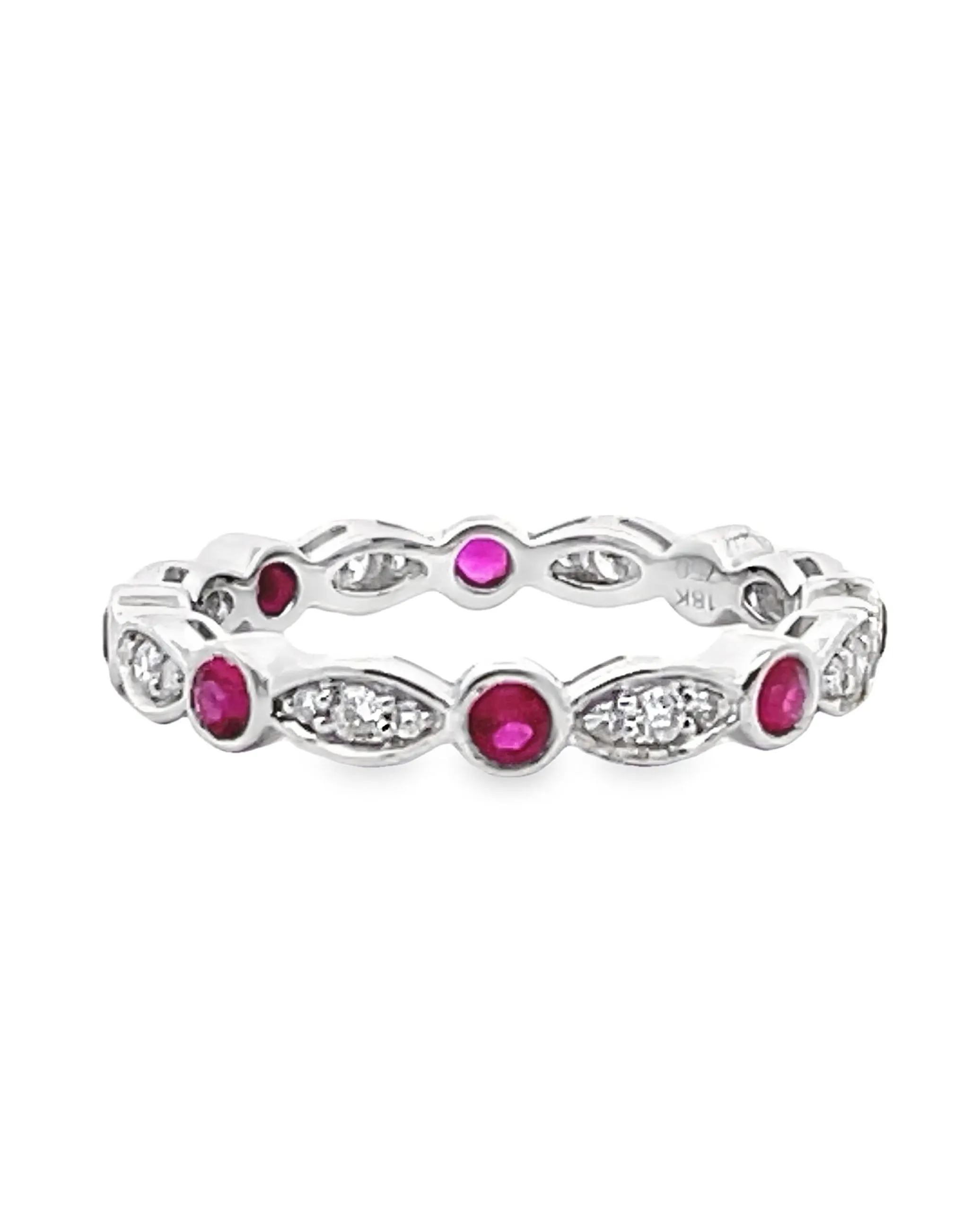 18K White Gold Ruby and Diamond Eternity Ring