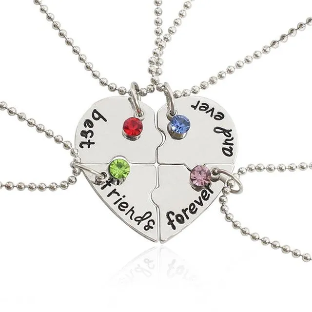 2017 Fashion Bohemian Best Friends BFF Pendant Necklaces 3 PCS/Set Charms Heart Necklace Rhinestone Choker Statement Necklace