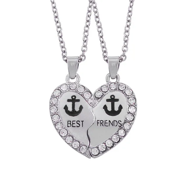 2017 Fashion Bohemian Best Friends BFF Pendant Necklaces 3 PCS/Set Charms Heart Necklace Rhinestone Choker Statement Necklace