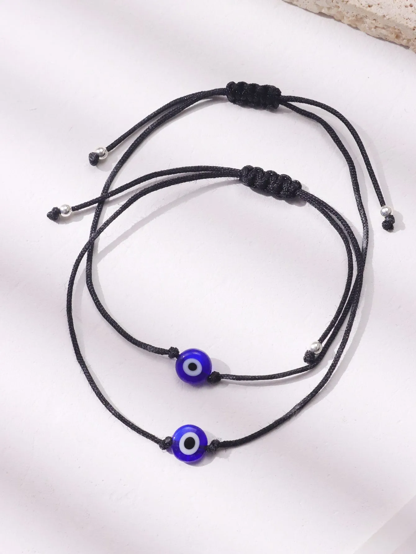 2pcs Evil Eye Bead Decor String Bracelet Women Bracelet Stackable Bracelet