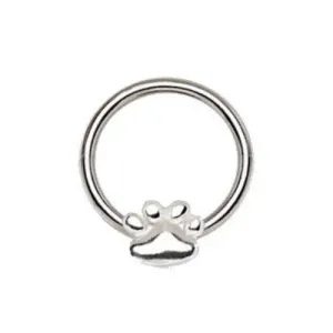 316L Stainless Steel Dog Puppy Paw Snap-in Captive Bead Ring / Septum Ring