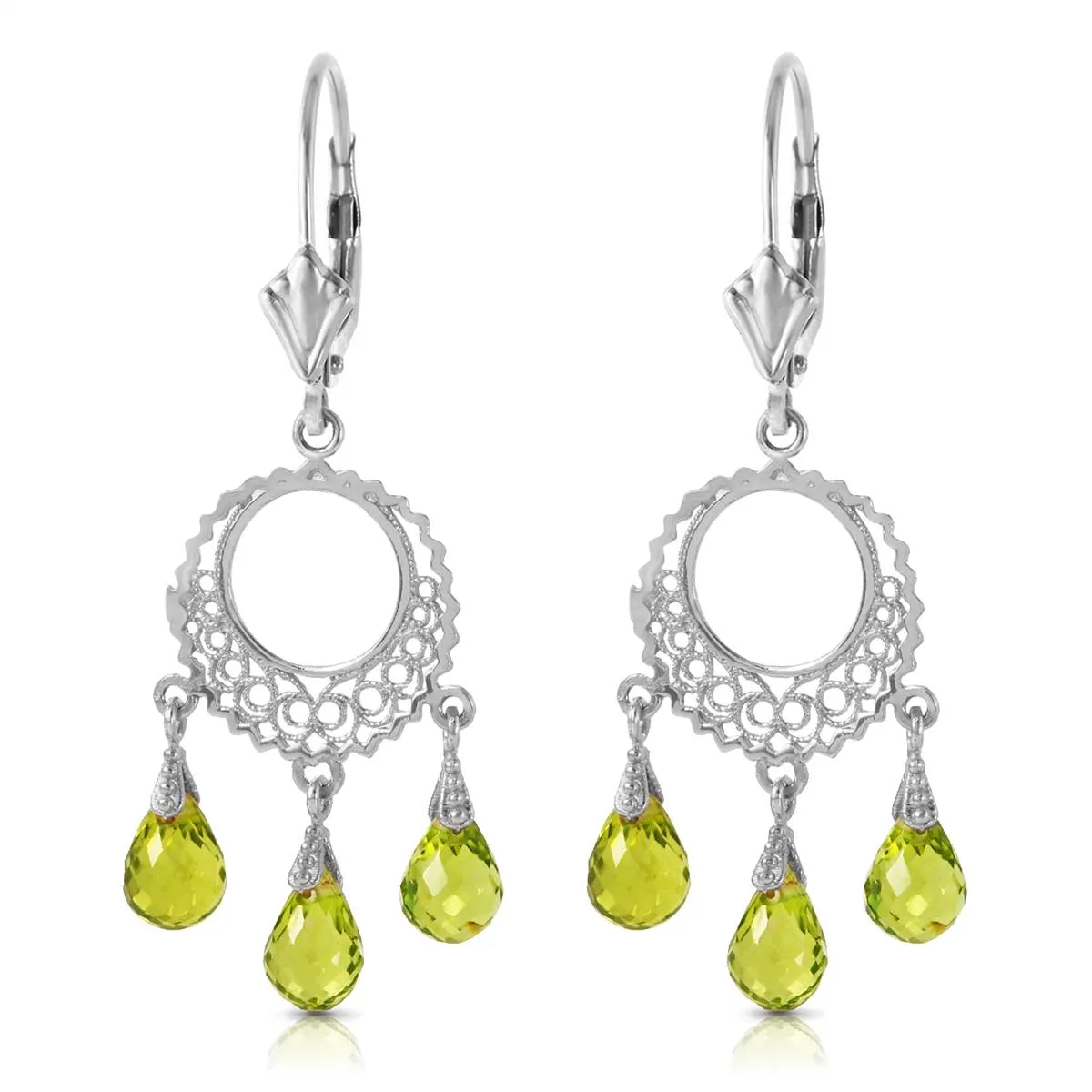 3.75 Carat 14K Solid White Gold Not Single Anymore Peridot Earrings