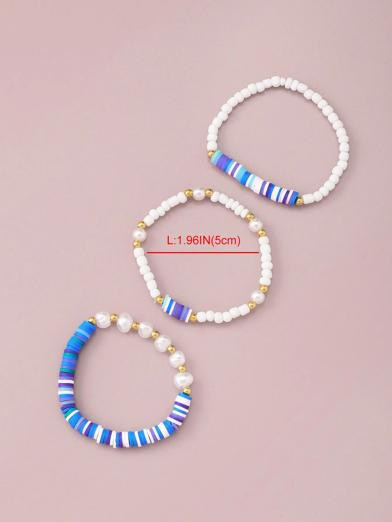 3pcs Ocean Blue Decor Beaded Bracelet Women Bracelet Stackable Bracelet Crafted