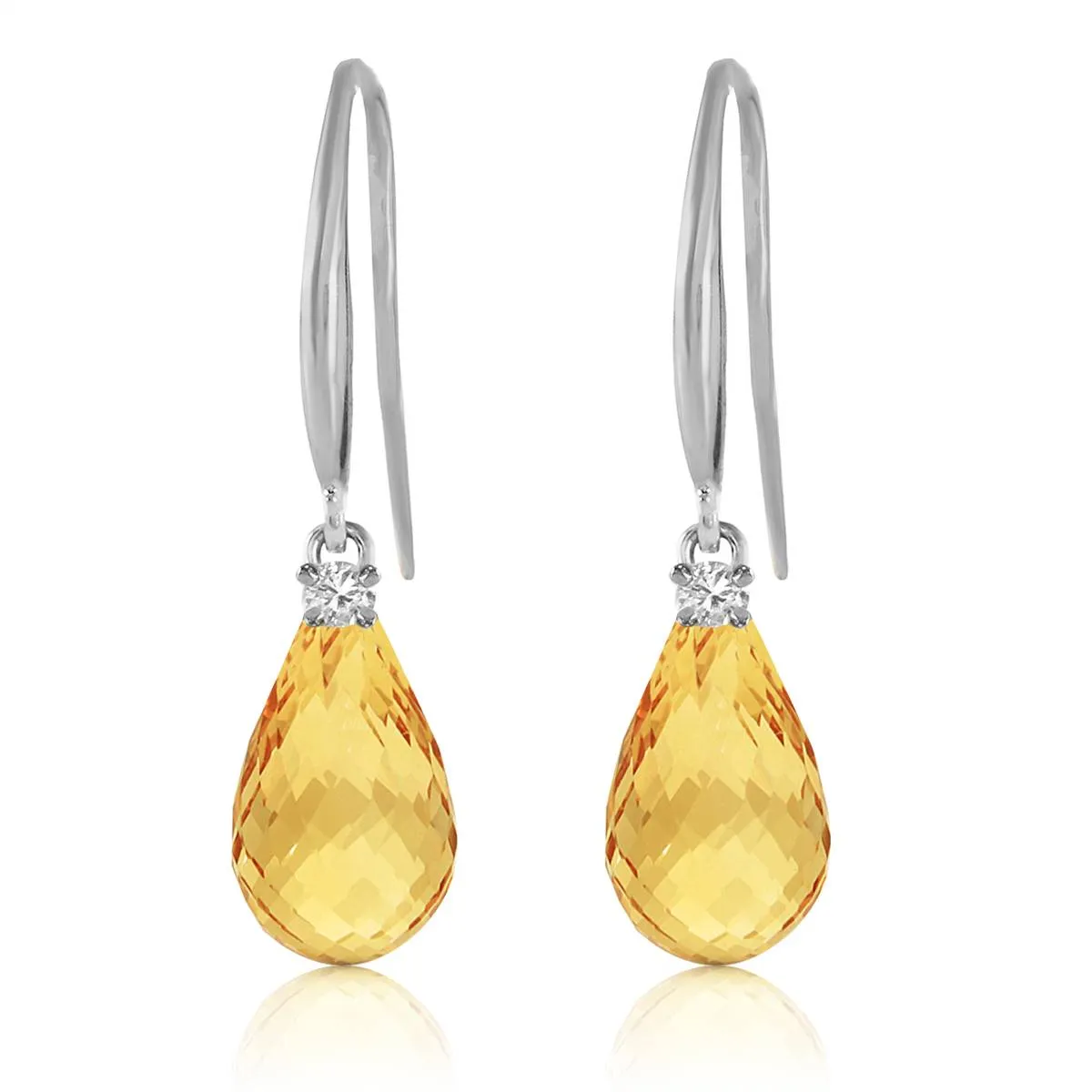 4.6 Carat 14K Solid White Gold Unimaginable Delight Citrine Diamond Earrings