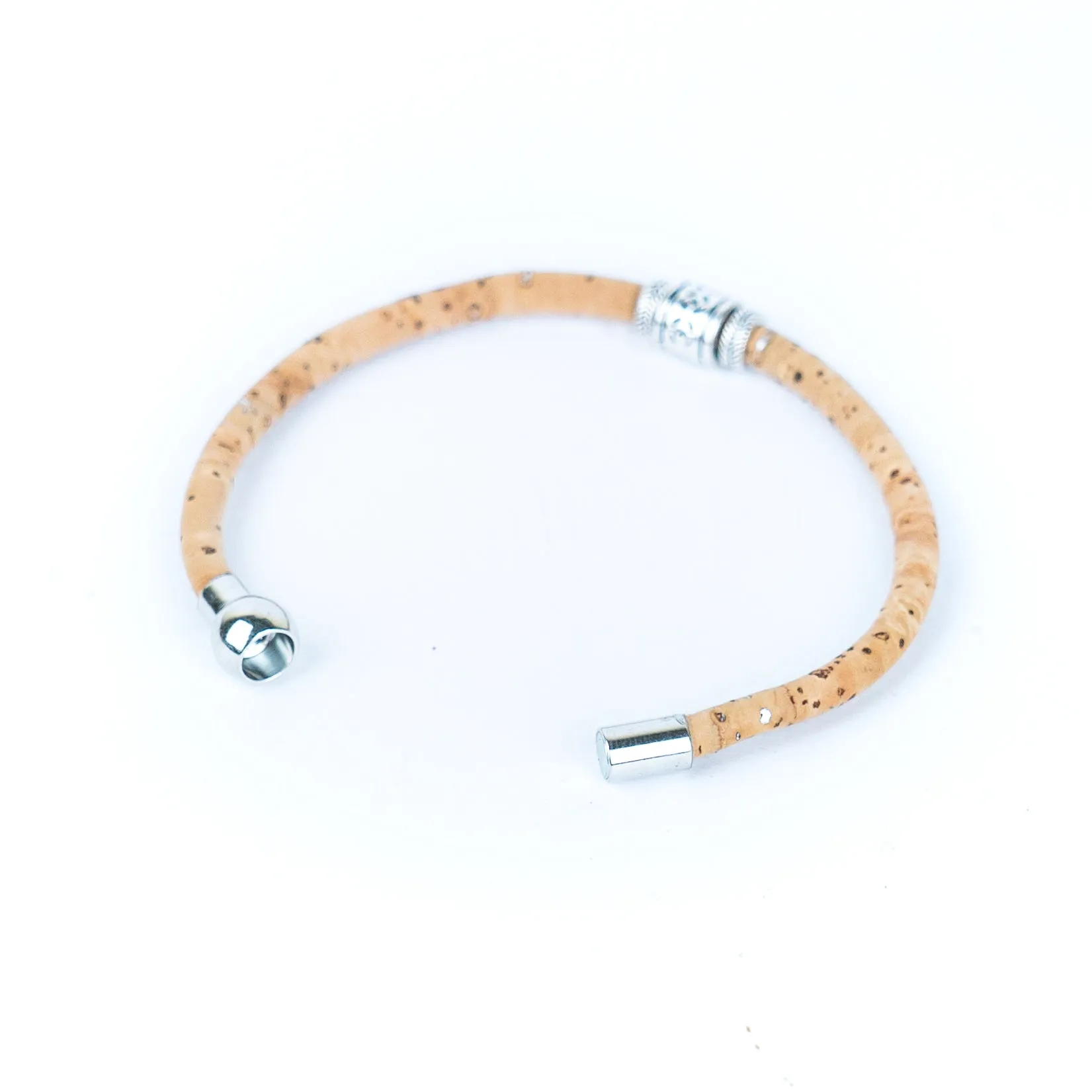 5mm round colored cork wire and alloy beads handmade unisex bracelet, DBR-049-MIX-10 -RANDOM