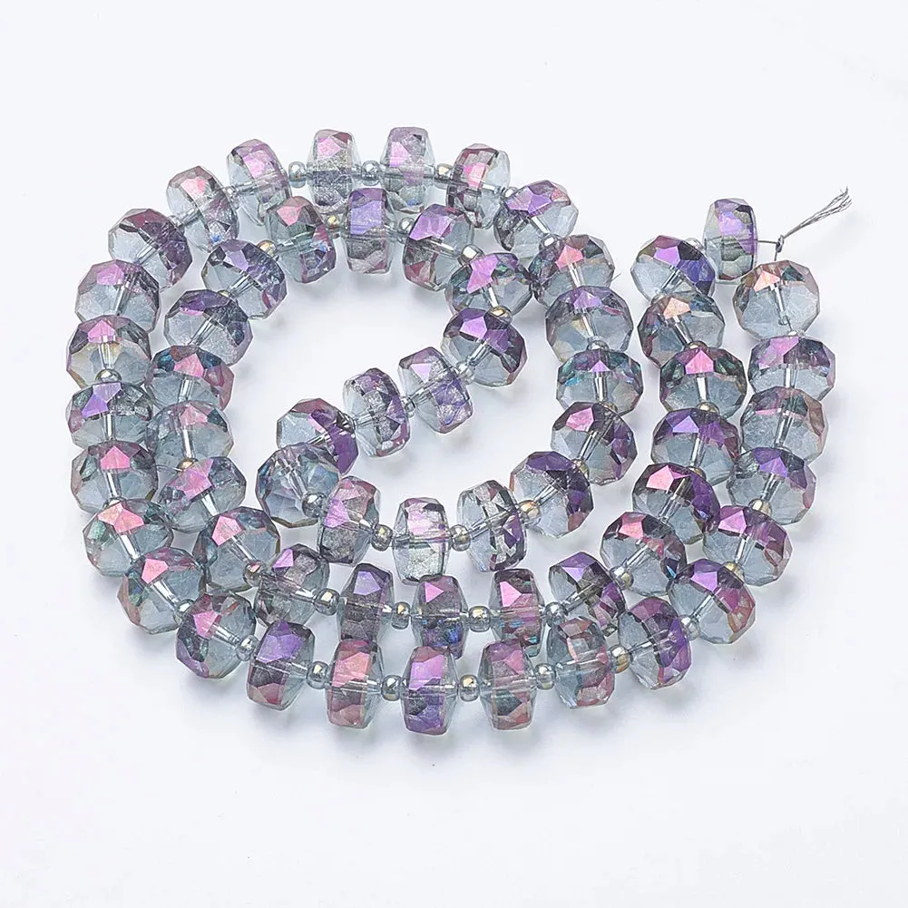 8mm/10mm Faceted Electroplated Glass Beads – Rainbow Spacers