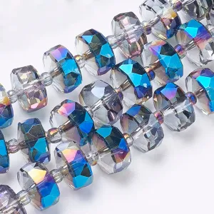 8mm/10mm Faceted Electroplated Glass Beads – Rainbow Spacers