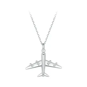 925 Sterling Silver Delicate Airplane Pendant Necklace Platinum Plated Necklace for Women Dainty Fine Jewelry Gift