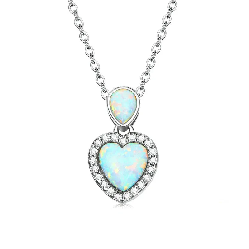 925 Sterling Silver Shining CZ Choker Necklace Heart-Shaped Pendant Chain Necklace for Women Fine Jewelry