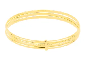 9ct Yellow Gold Silver Filled 65mm Triple Golf Bangle