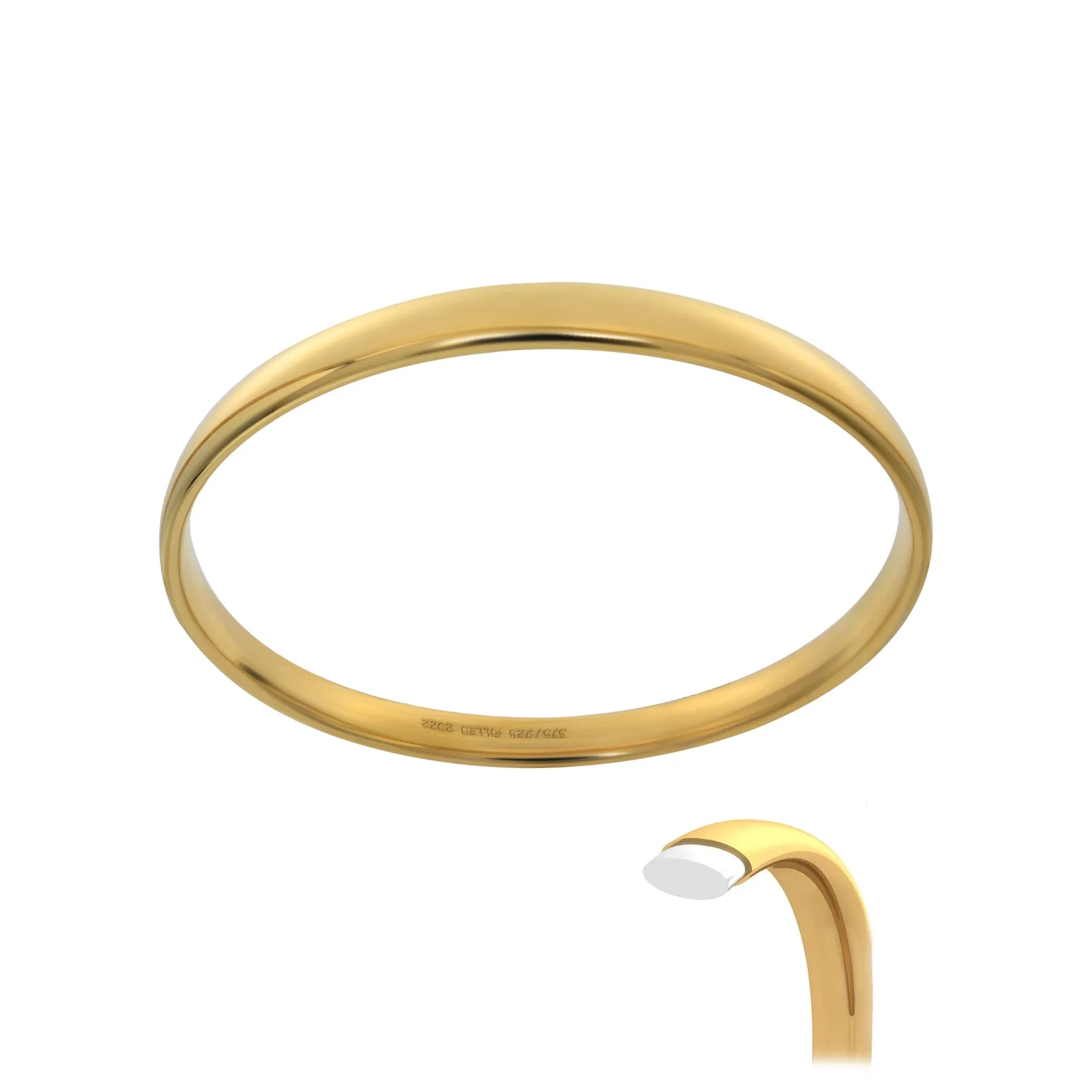 9K Gold Silver Filled Wide 6mm Bangle - 20728151