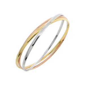 9K Three Tone Gold Silver Filled Wide 3mm Bangle - 20720070