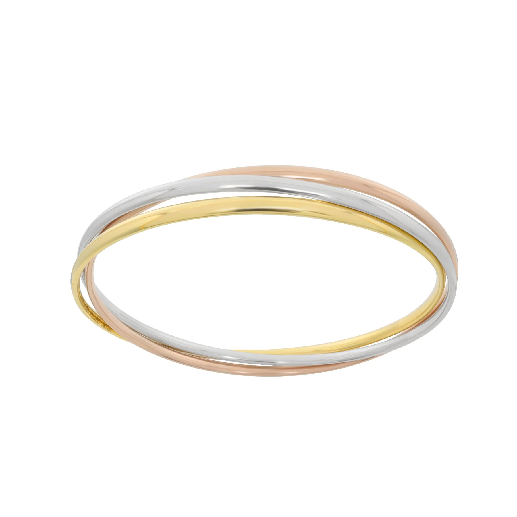 9K Three Tone Gold Silver Filled Wide 3mm Bangle - 20720070