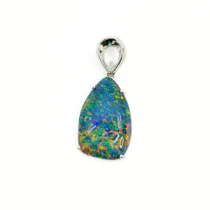 9K White Gold Opal Pendant - 20744601