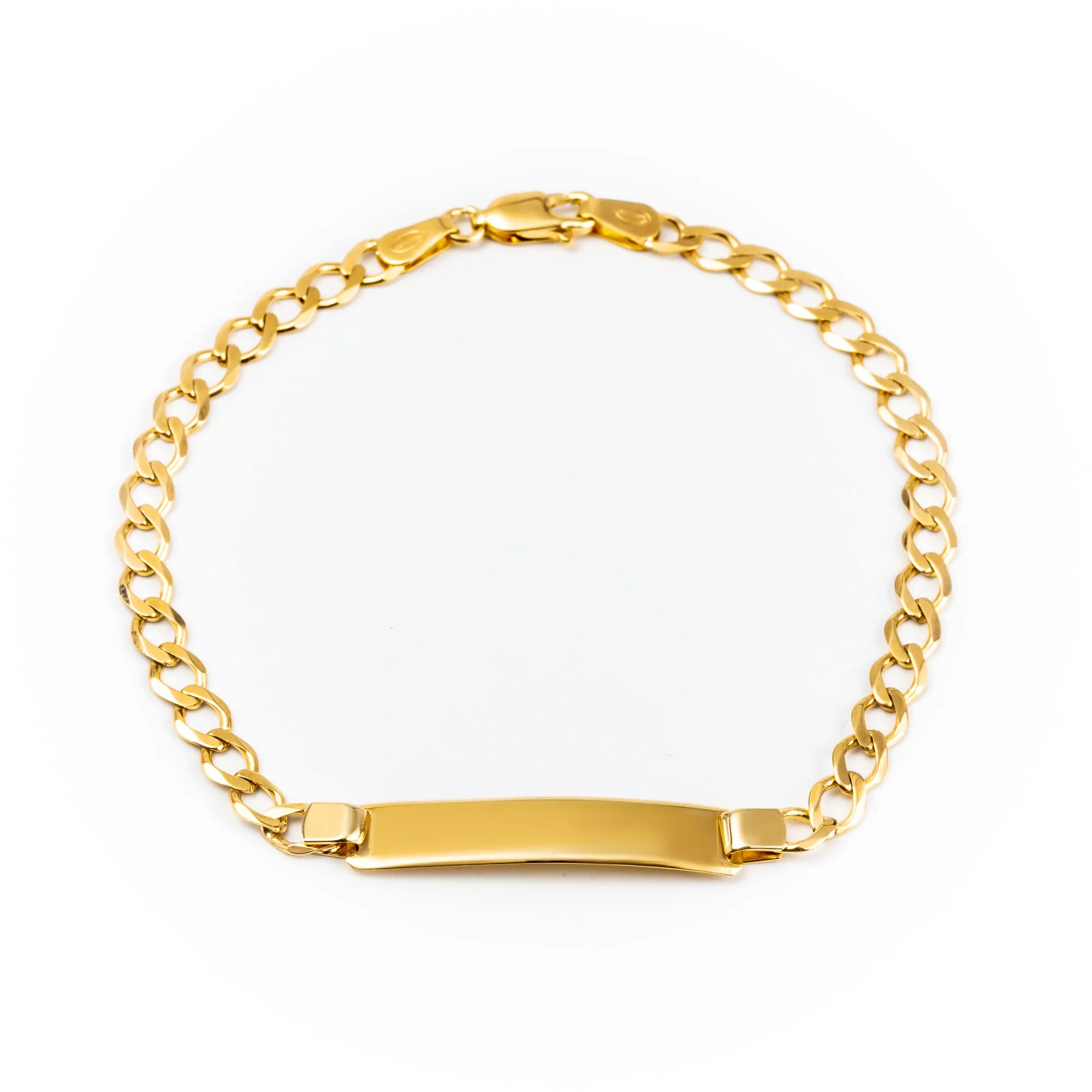 9K Yellow Gold Italian Made Curb I.D Bracelet  - 20701598