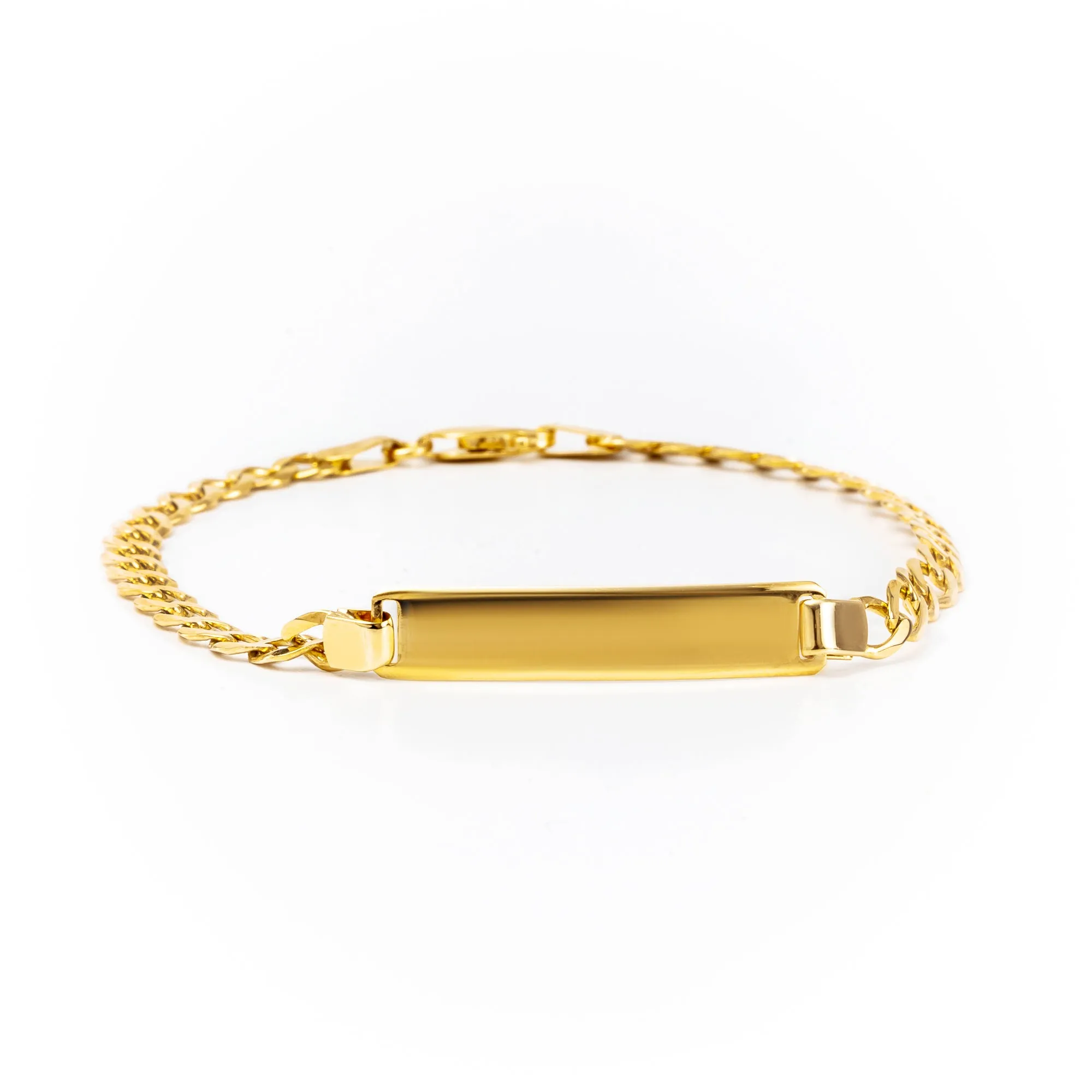 9K Yellow Gold Italian Made Curb I.D Bracelet  - 20701598