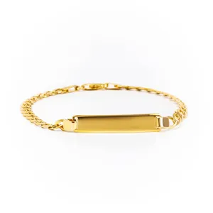 9K Yellow Gold Italian Made Curb I.D Bracelet  - 20701598