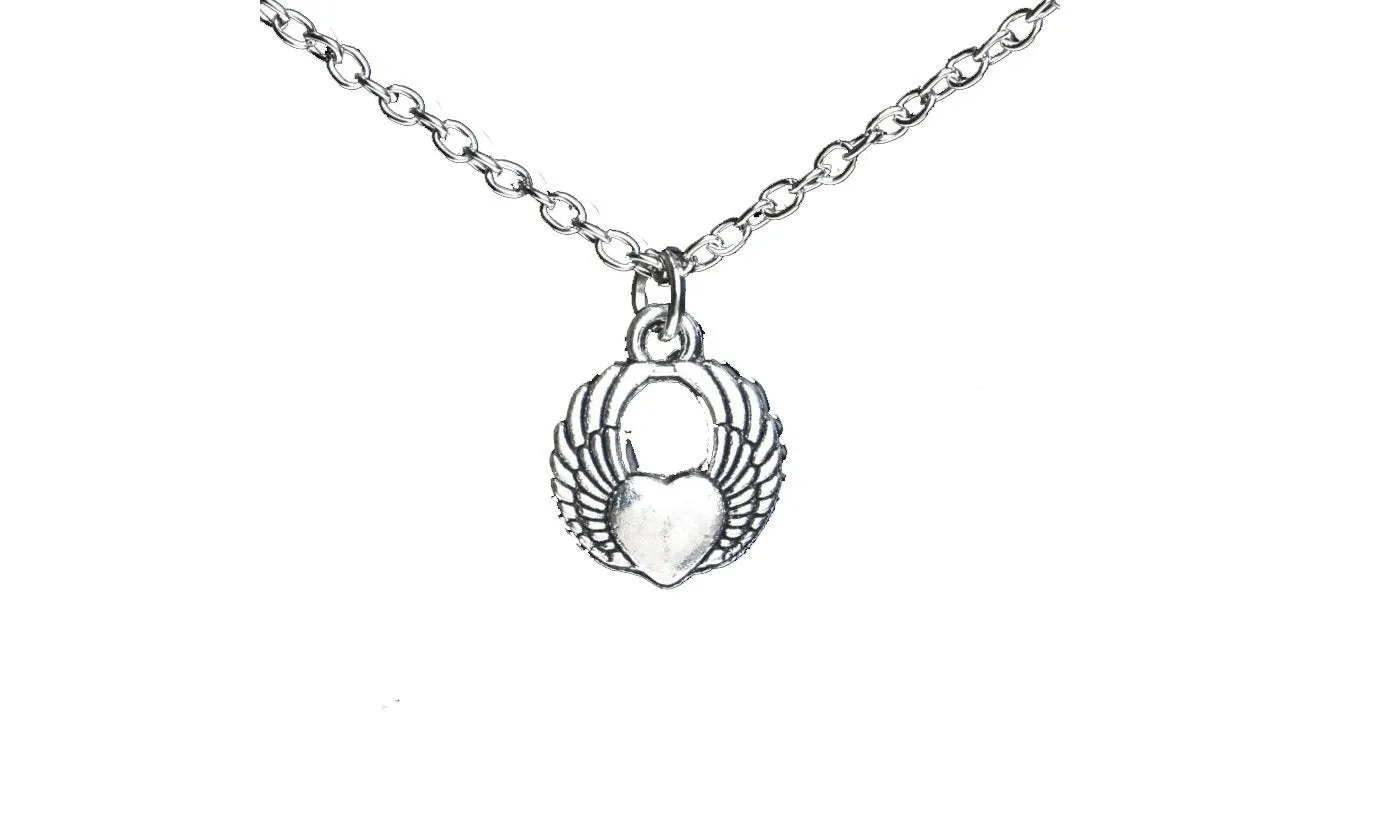 Angel Wing Heart Pendant Necklace For Women