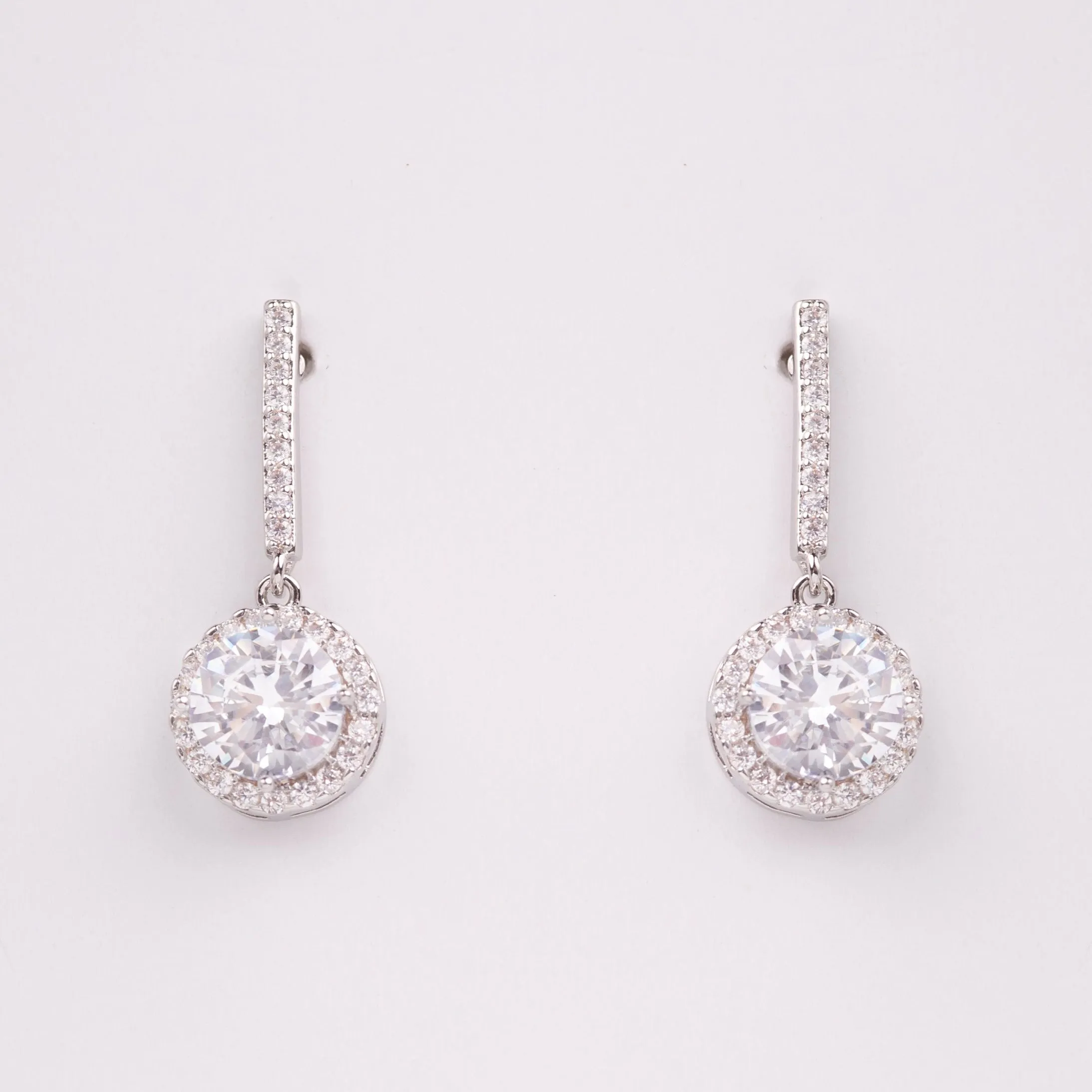 Annabeth Solitaire Halo Crystal Bridal Earrings