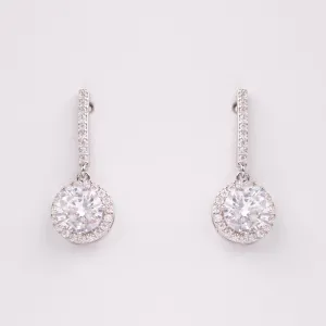 Annabeth Solitaire Halo Crystal Bridal Earrings