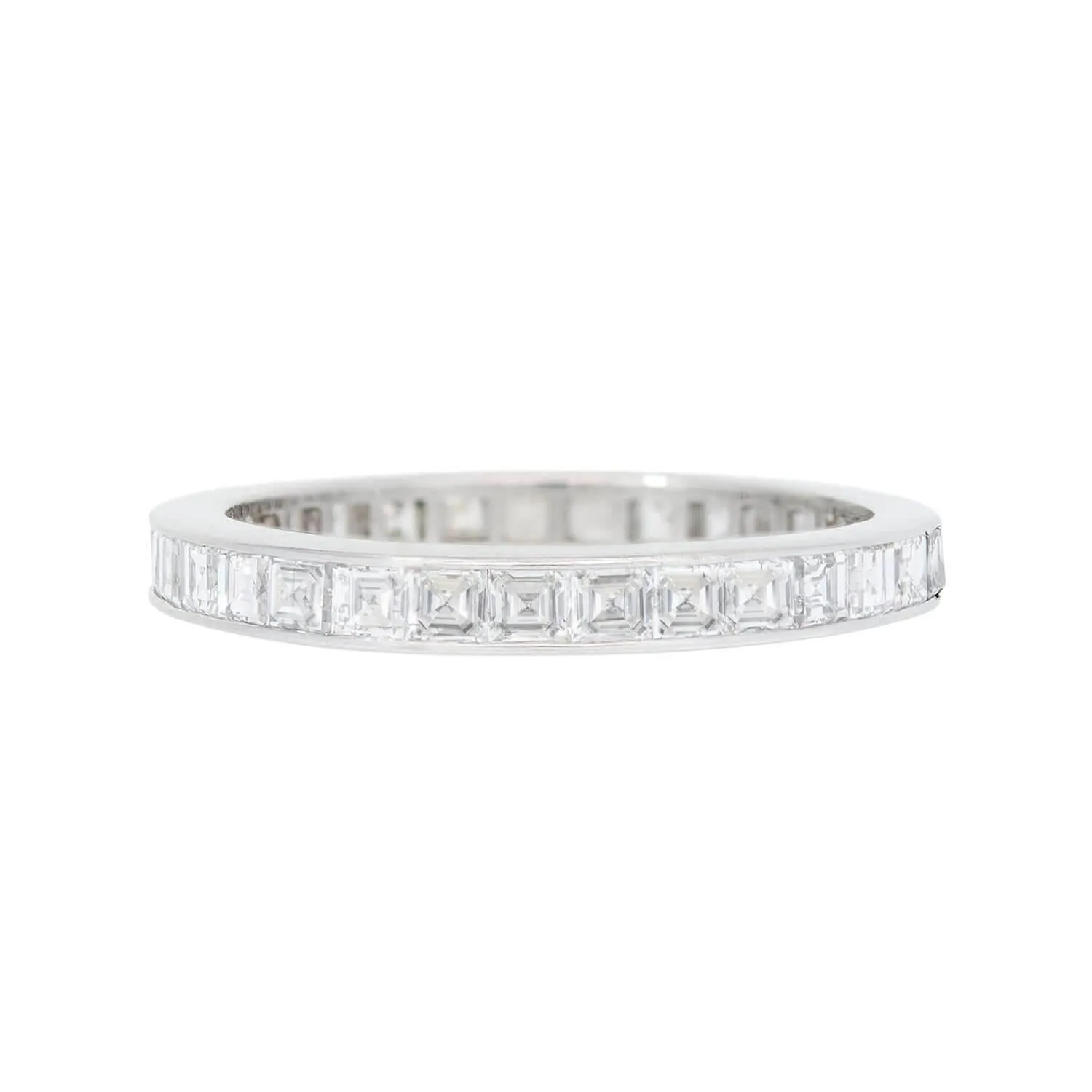 Art Deco Platinum Square Cut Diamond Eternity Band