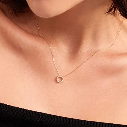 Awvialy Dainty Gold Necklace for Women 14k Gold Plated CZ Diamond Necklace Cute Choker Necklace for Women Simple Gold Pendant Necklace Trendy Gold Jewelry for Women Gifts