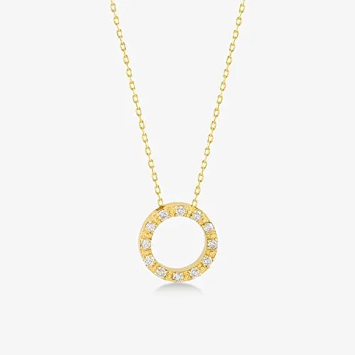 Awvialy Dainty Gold Necklace for Women 14k Gold Plated CZ Diamond Necklace Cute Choker Necklace for Women Simple Gold Pendant Necklace Trendy Gold Jewelry for Women Gifts