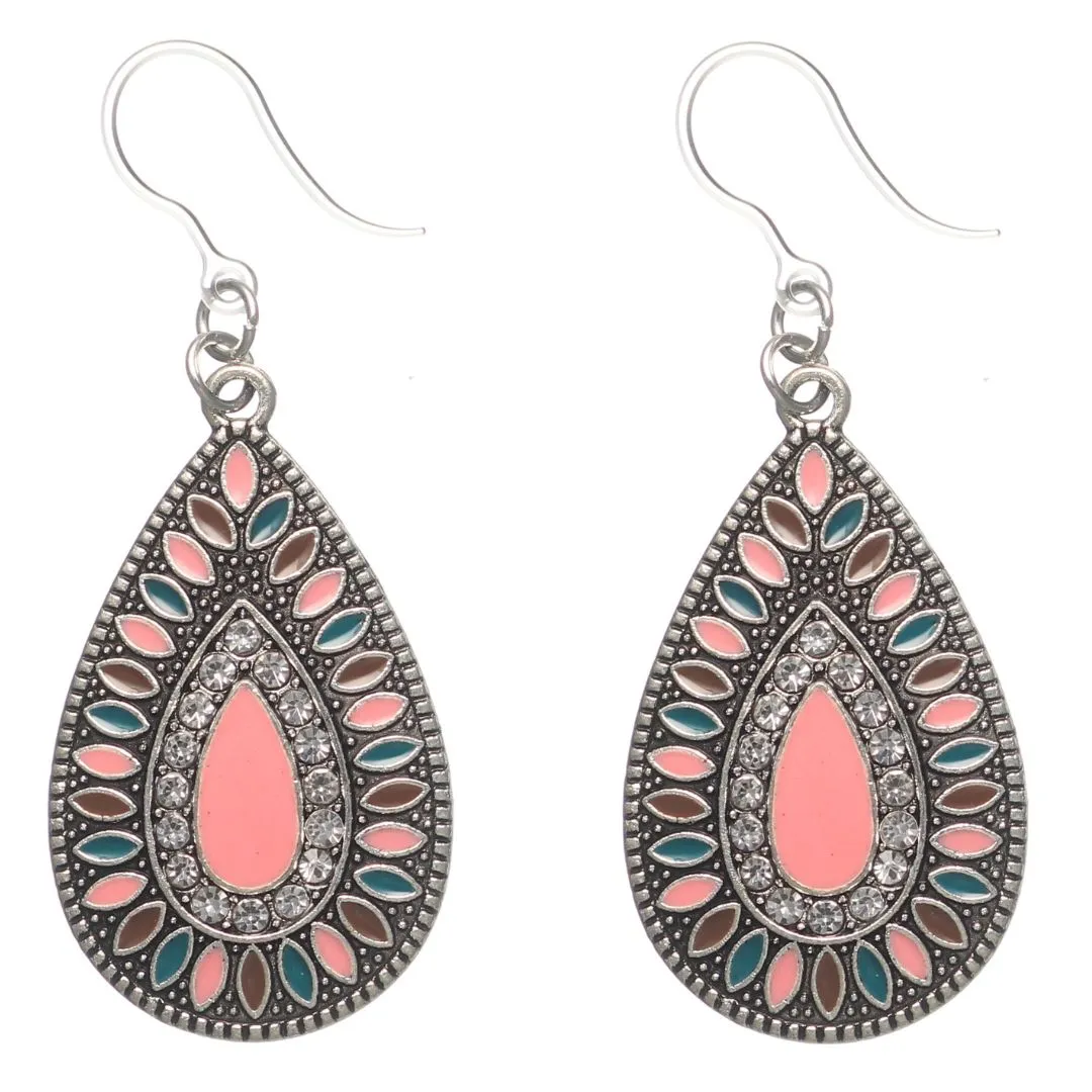 Aztec Stone Dangles Hypoallergenic Earrings for Sensitive Ears Made with Plastic Posts