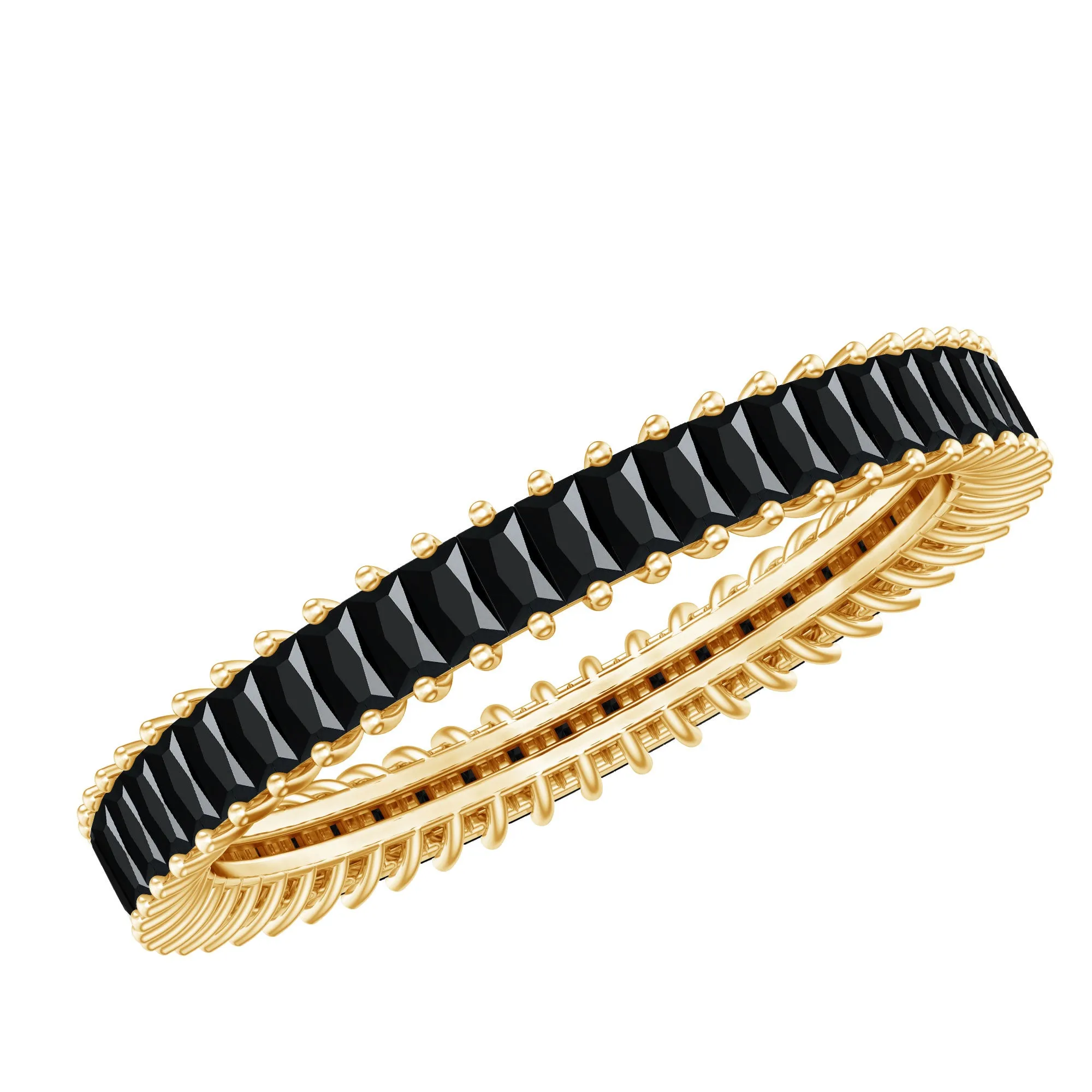 Baguette Cut Created Black Diamond Eternity Band Ring