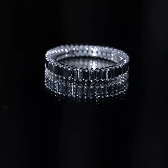 Baguette Cut Created Black Diamond Eternity Band Ring