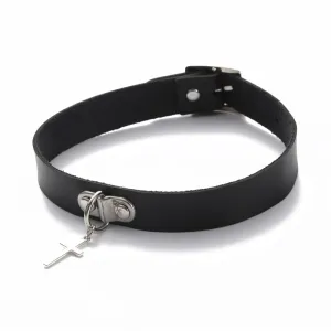 Black choker collar women/girls punk chocker cross rave  new leather choker Necklace 2020 neck goth jewelry