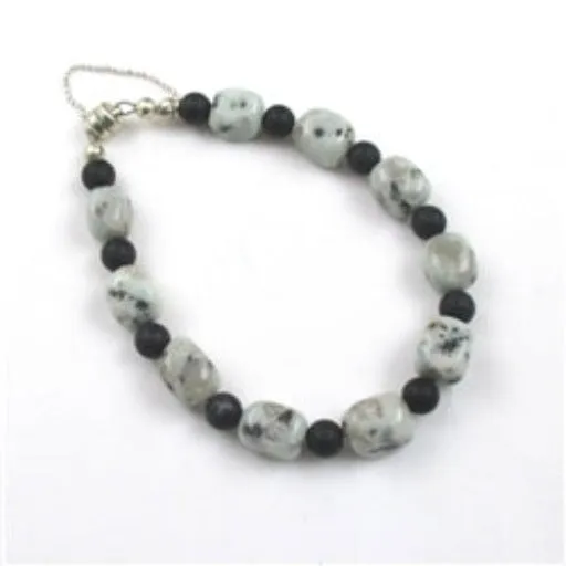 Black Onyx and Jasper Gemstone Bracelet