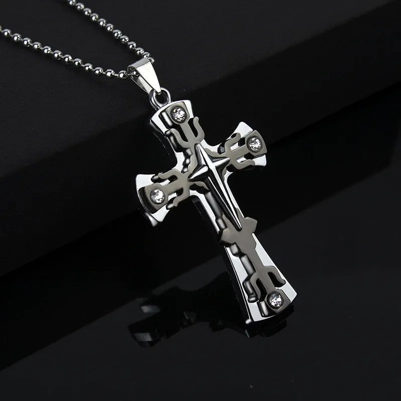 Black Rectangle Pendant Necklace Men Stainless Steel Chain Men Necklace Jewelry