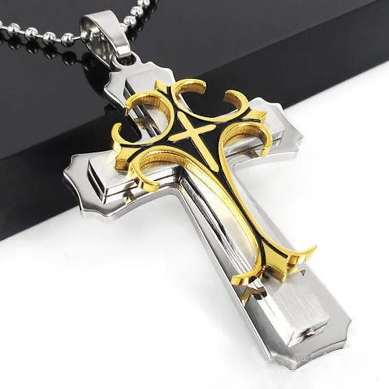 Black Rectangle Pendant Necklace Men Stainless Steel Chain Men Necklace Jewelry